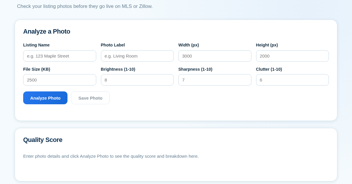 ListingPhotoScore - Know Before You Publish
